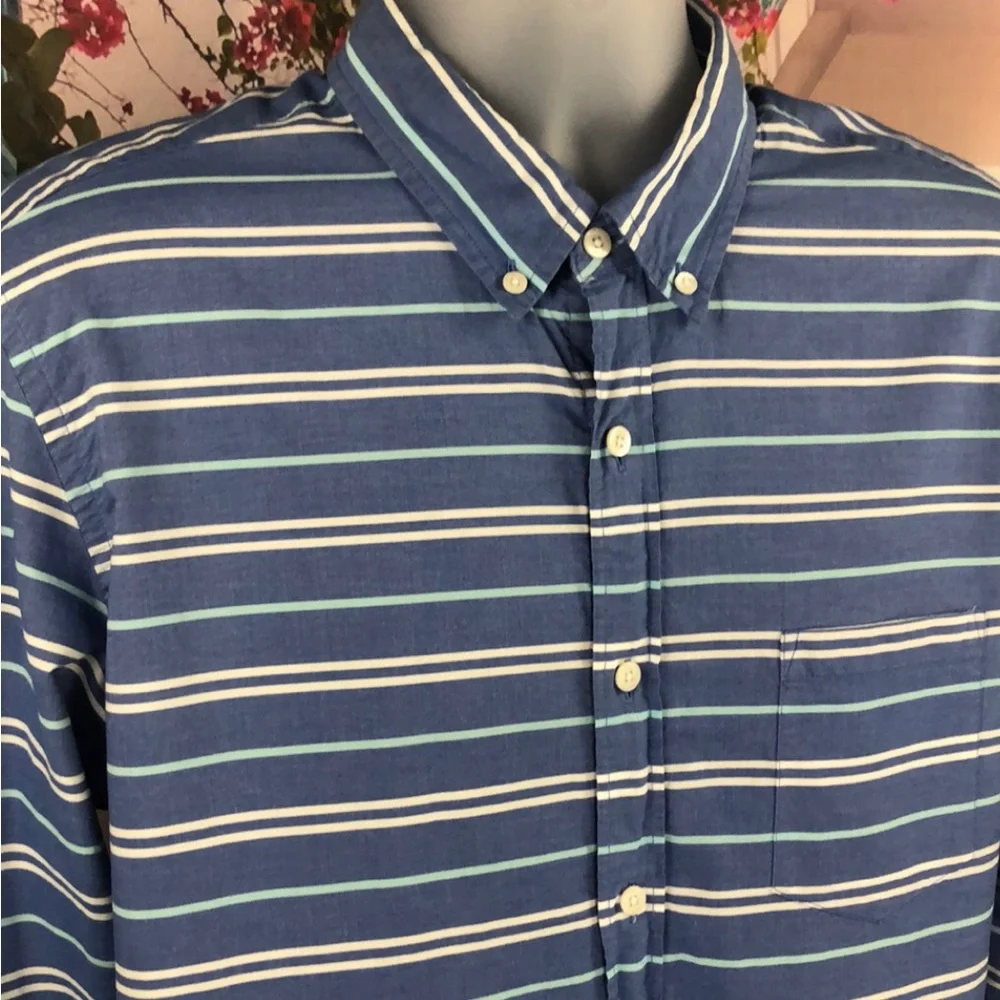 J Crew Blue Striped Button Down